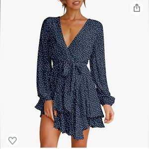 Polkadot navy and white dress